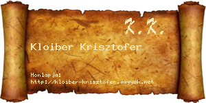 Kloiber Krisztofer névjegykártya